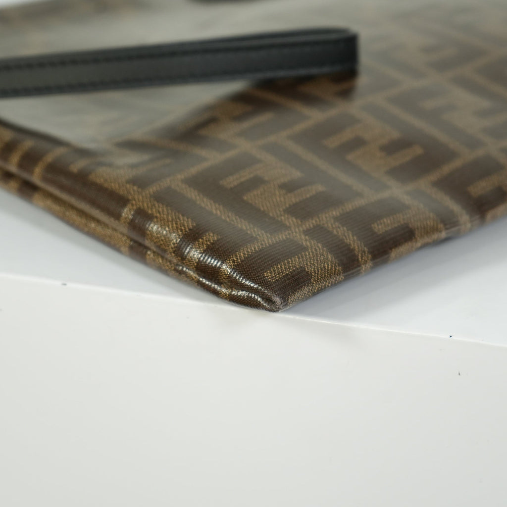 Fendi Zucca Brown Canvas Flat Pouch