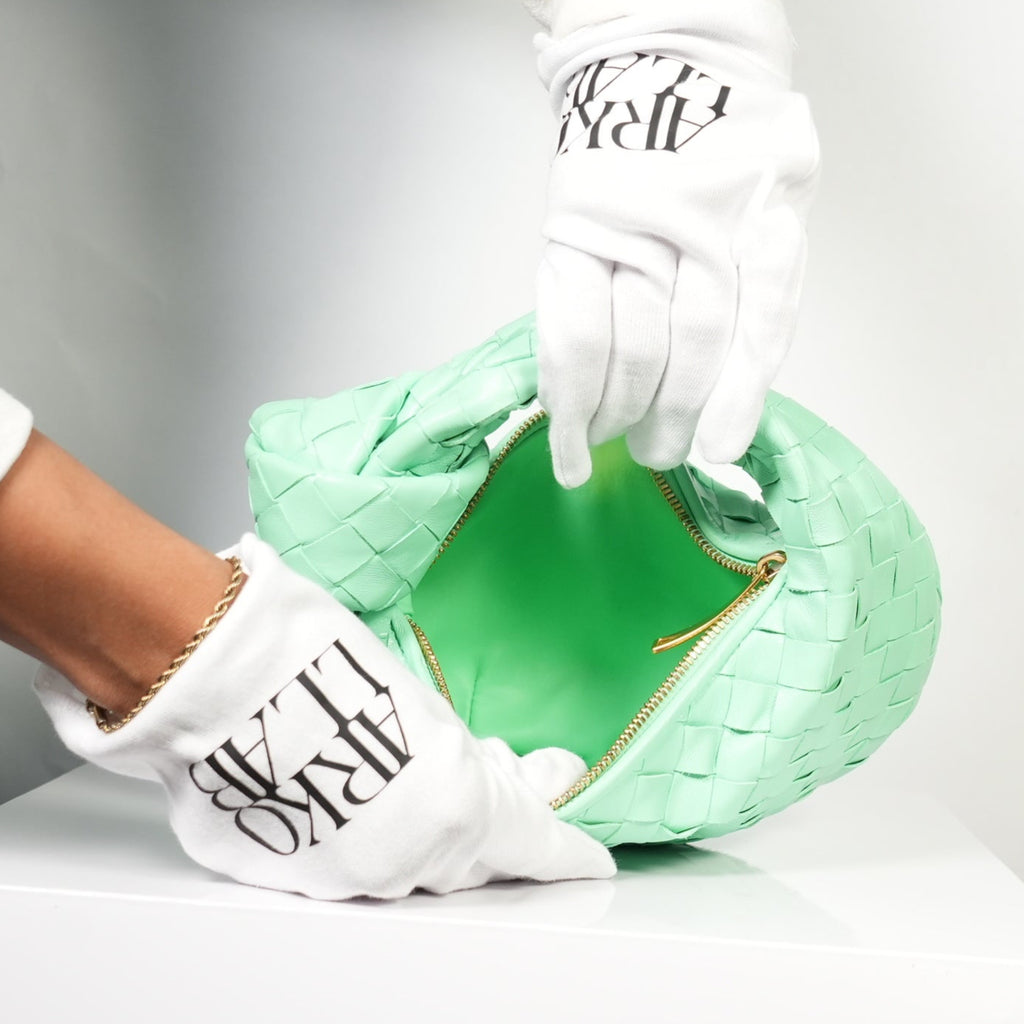 Bottega Veneta Jodie Mini in Mint Green Woven (dust bag)