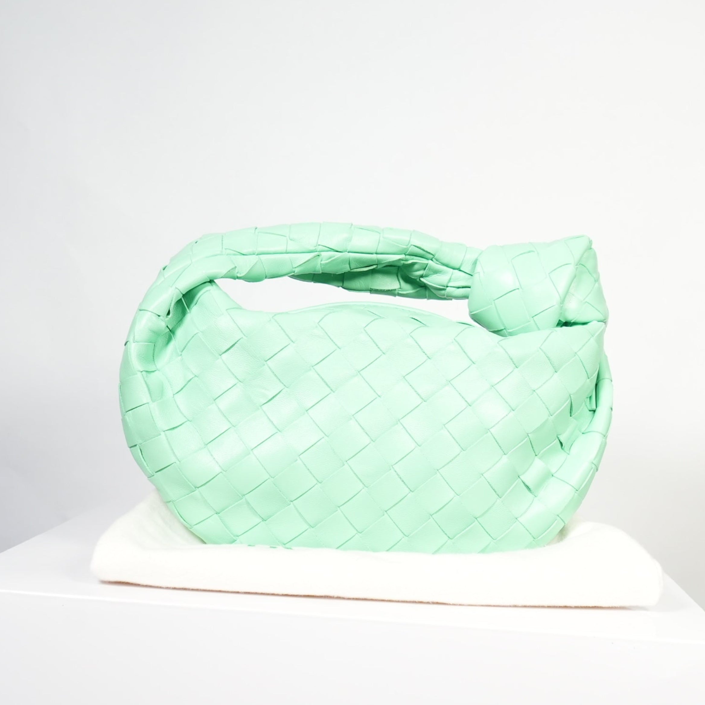 Bottega Veneta Jodie Mini in Mint Green Woven (dust bag)
