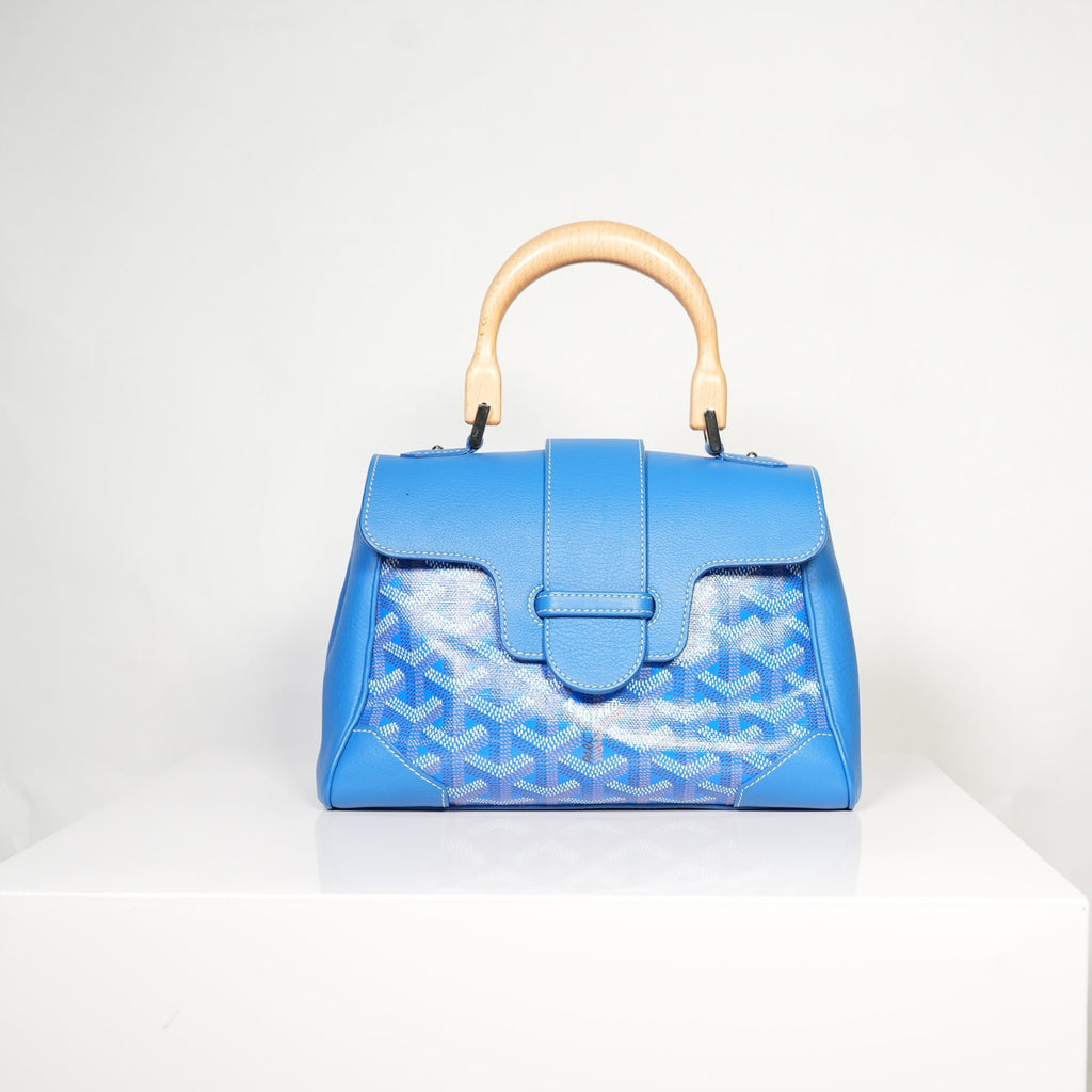 Goyard Saigon Mini Blue Top Handle with dust bag