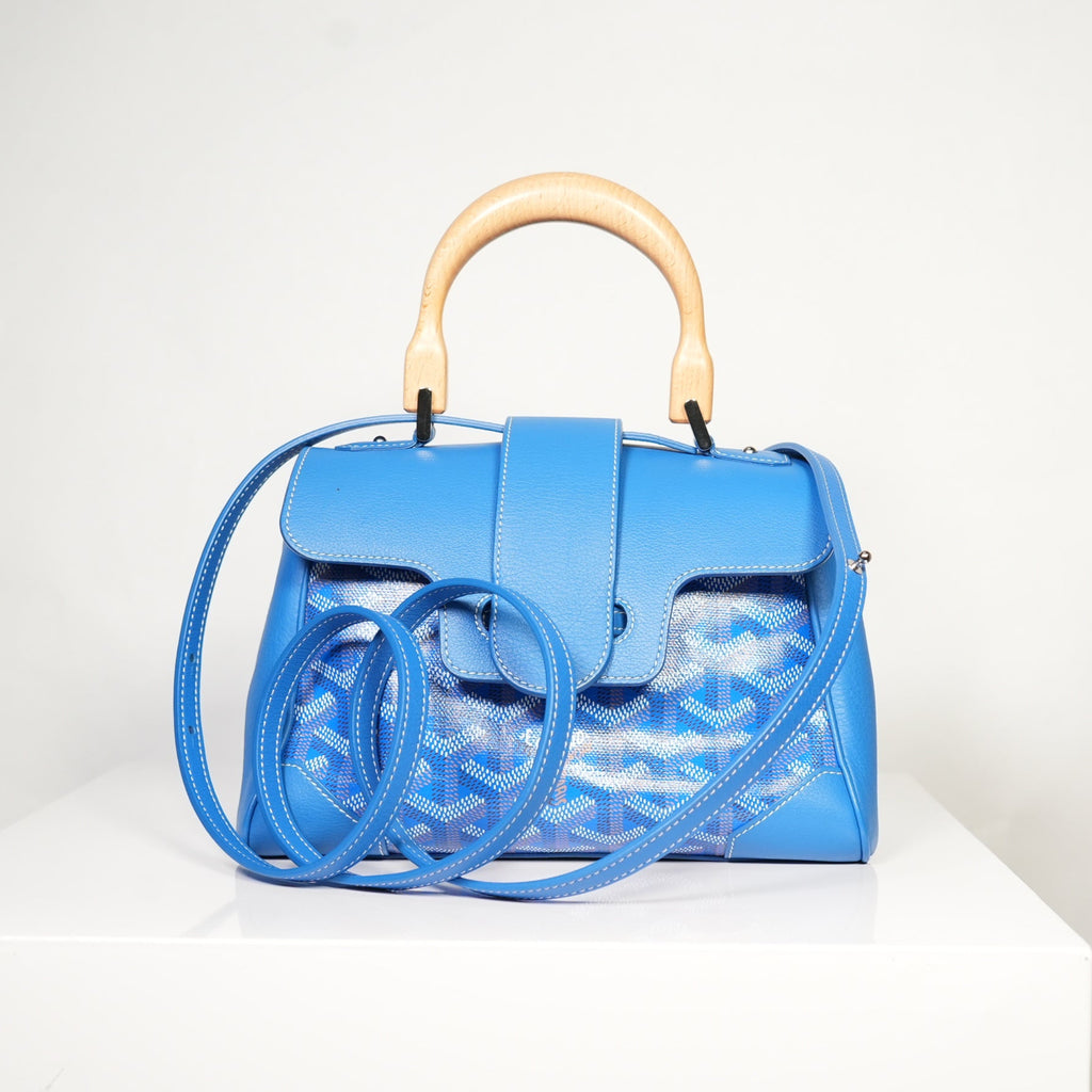 Goyard Saigon Mini Blue Top Handle with dust bag