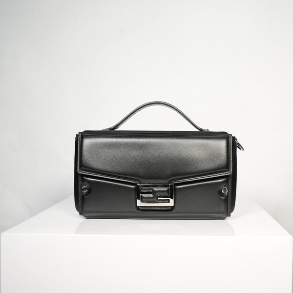 Fendi Black Soft Trunk Baguette Bag W/ Dust Bag