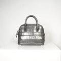 Balenciaga Logo Ville Crocodile Embossed Leather XXS Top Handle Bag