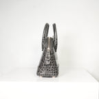 Balenciaga Logo Ville Crocodile Embossed Leather XXS Top Handle Bag