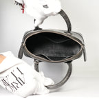 Balenciaga Logo Ville Crocodile Embossed Leather XXS Top Handle Bag