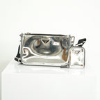 Prada Chrome Silver Leather Brique Crossboddy Bag