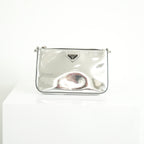 Prada Chrome Silver Leather Brique Crossboddy Bag