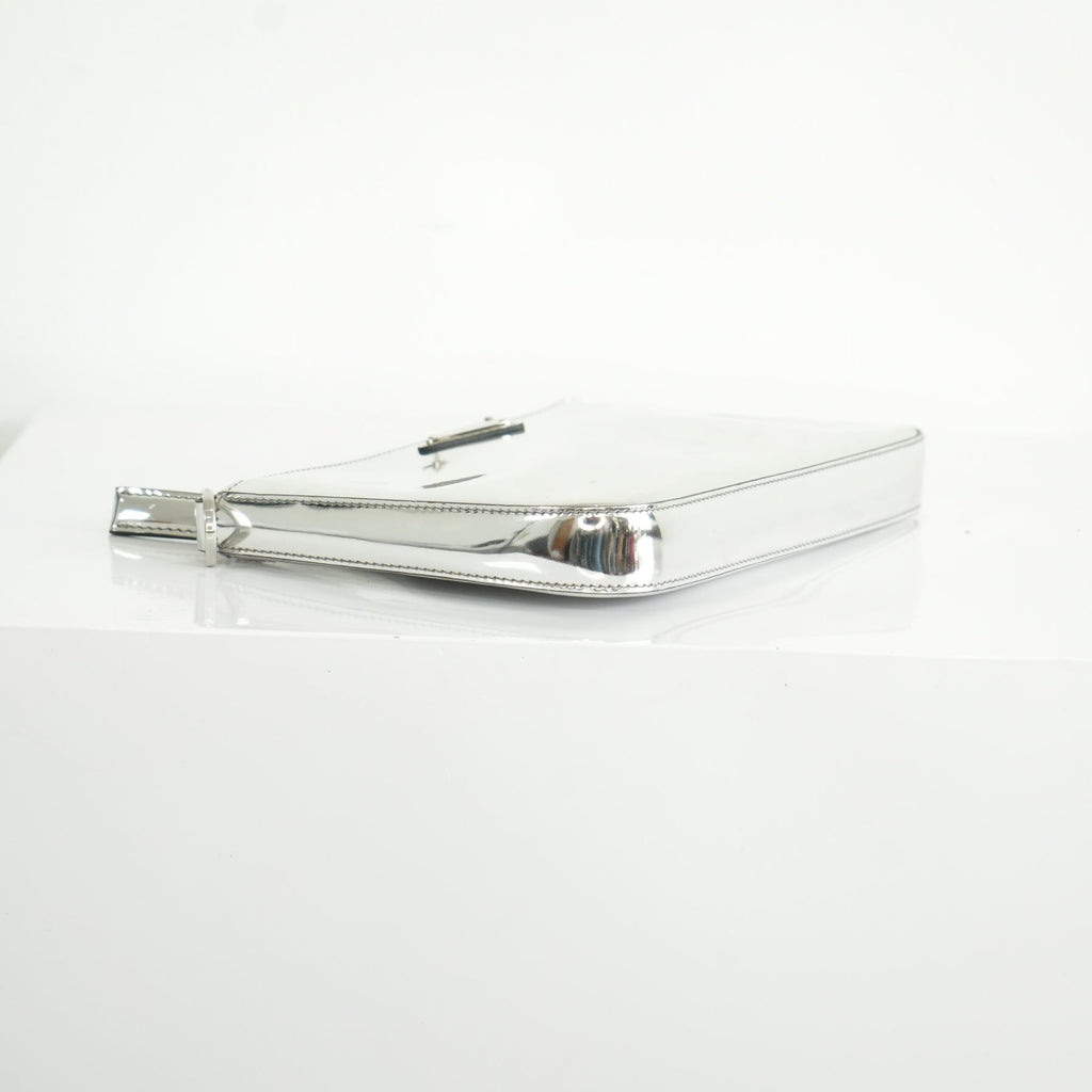 Prada Chrome Silver Leather Brique Crossboddy Bag