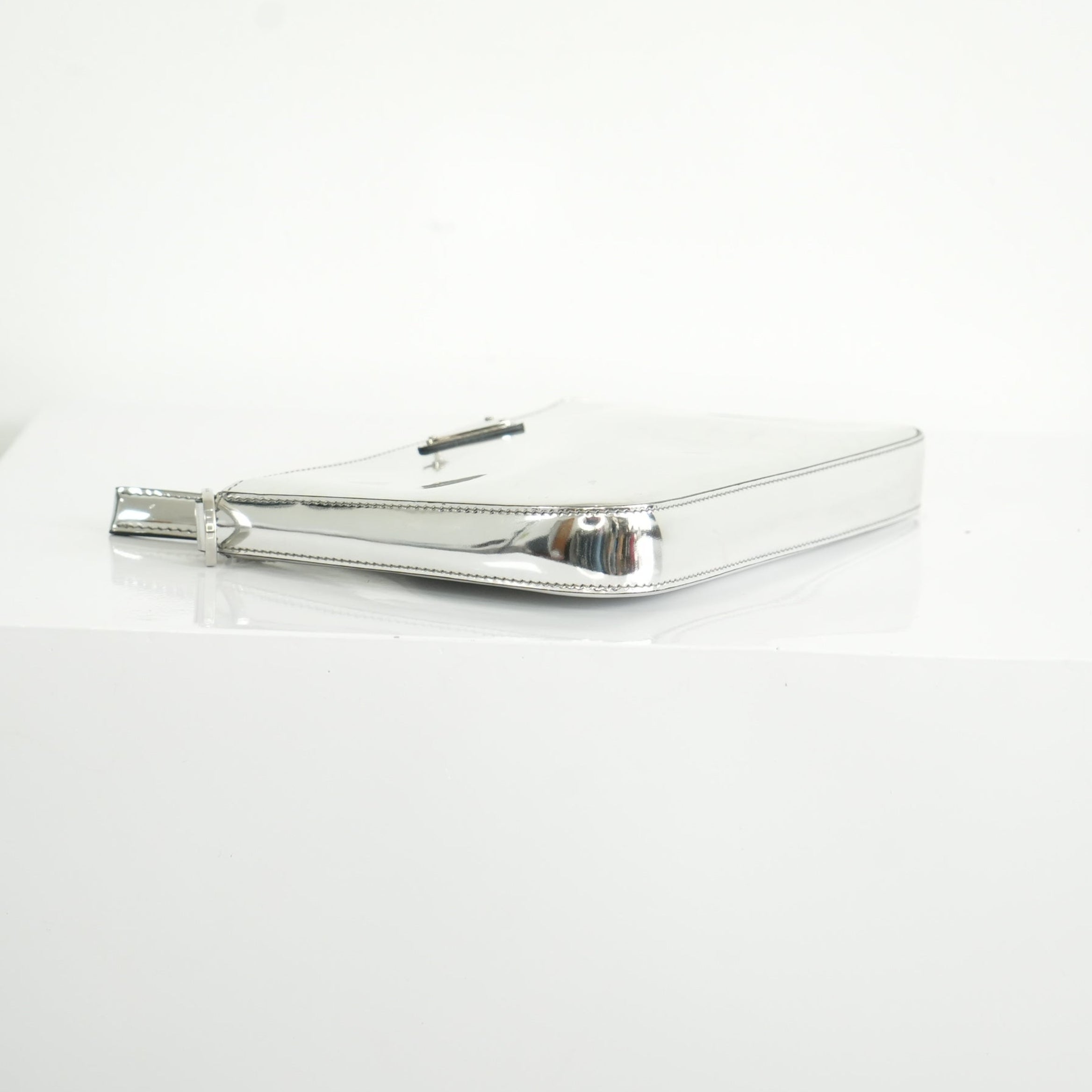 Prada Chrome Silver Leather Brique Crossboddy Bag