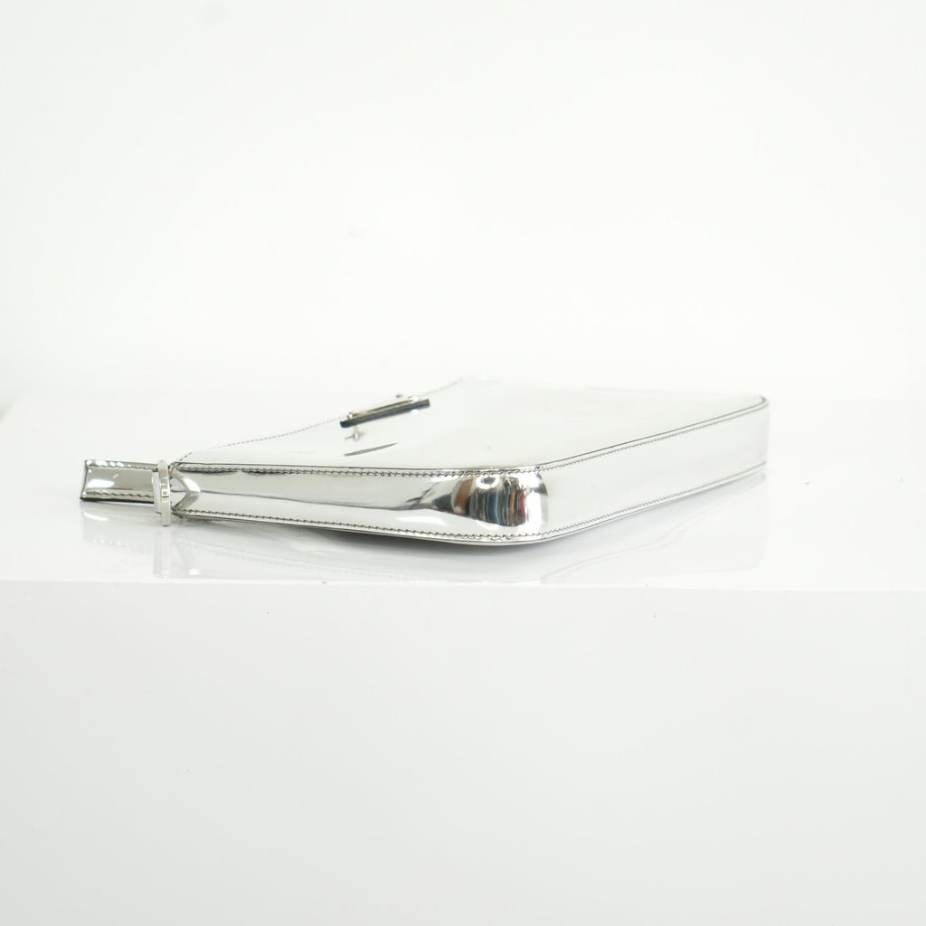 Prada Chrome Silver Leather Brique Crossboddy Bag