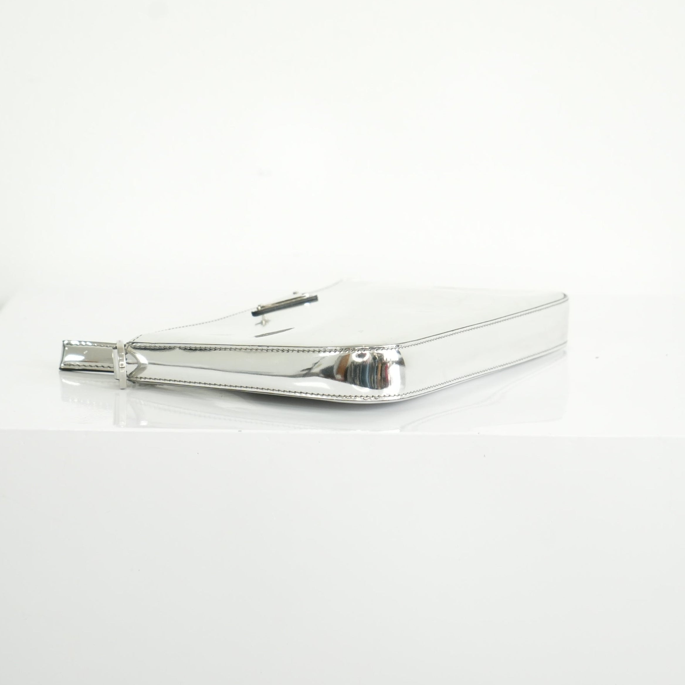 Prada Chrome Silver Leather Brique Crossboddy Bag