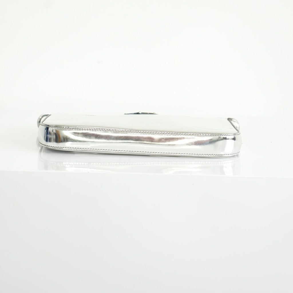 Prada Chrome Silver Leather Brique Crossboddy Bag