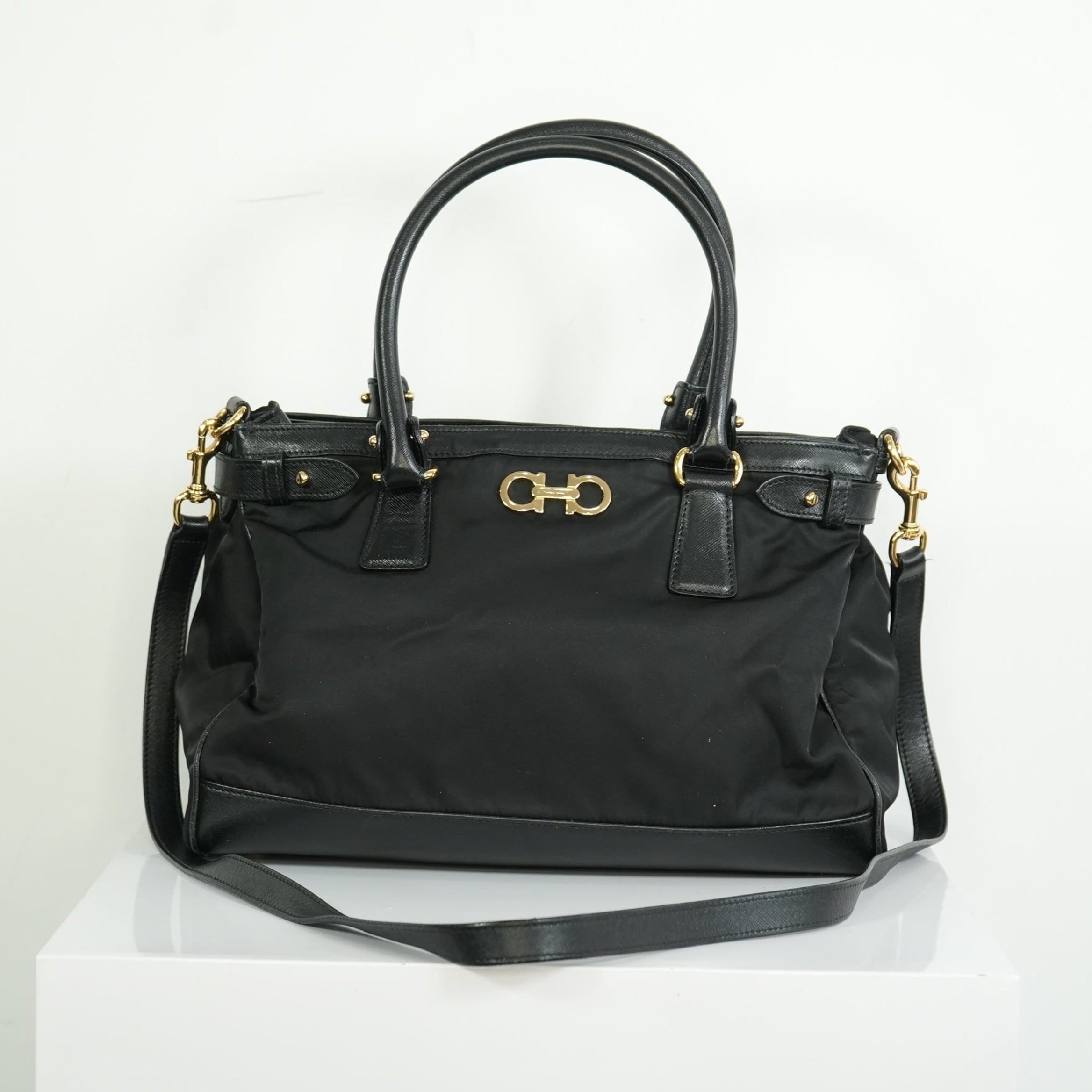 Salvatore Ferragamo Gancini Nylon Two-way Bag