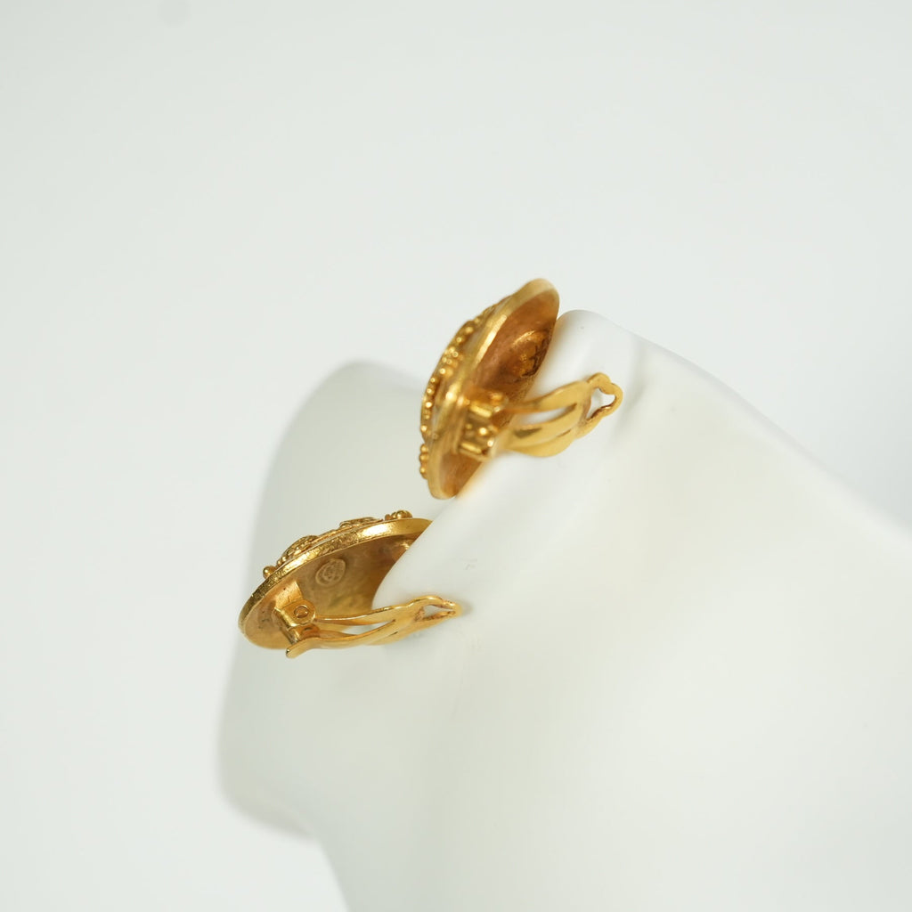 Chanel CC Logo Gold-Plated Clip On Earrings