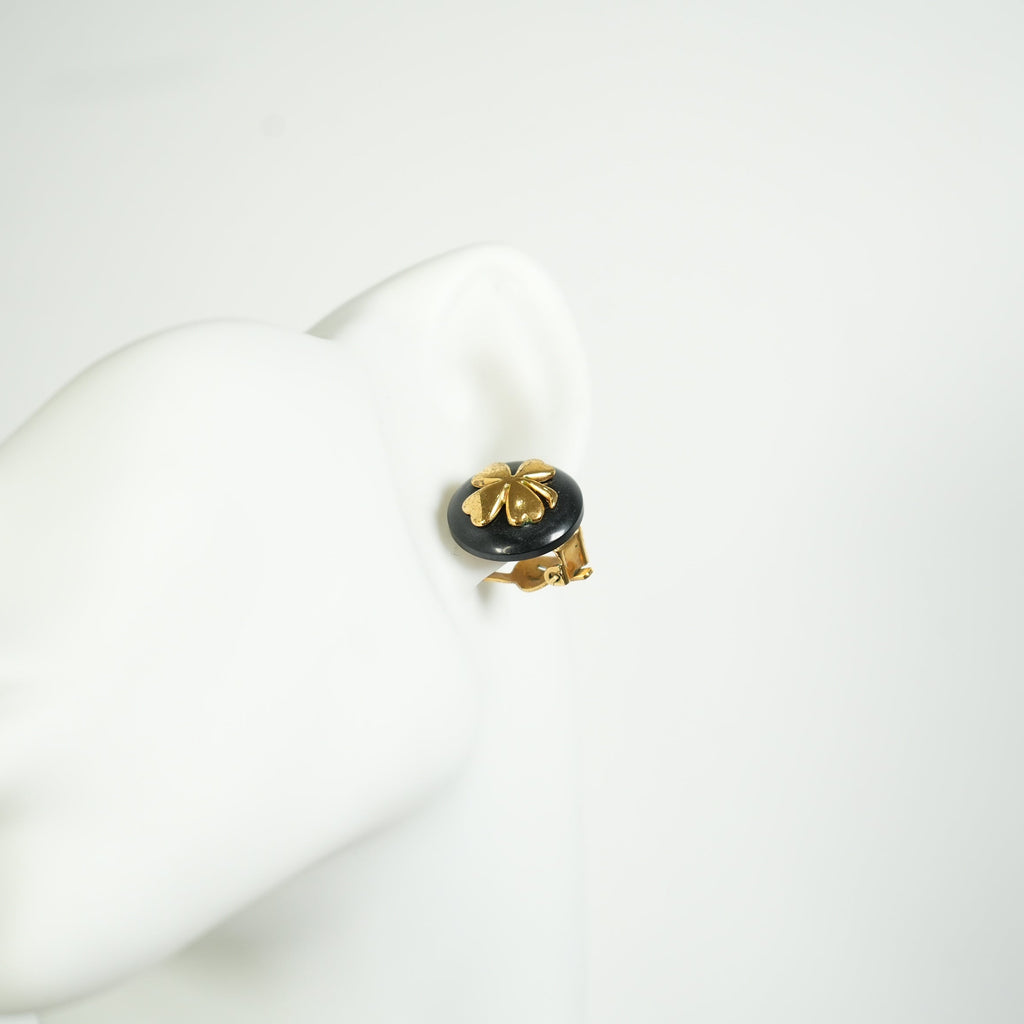 Chanel Vintage Lucky Clover Clip On Earrings