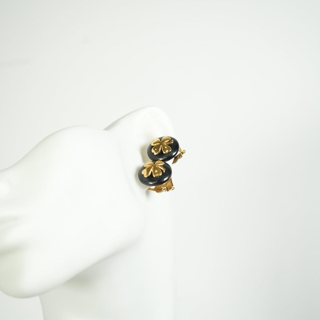 Chanel Vintage Lucky Clover Clip On Earrings