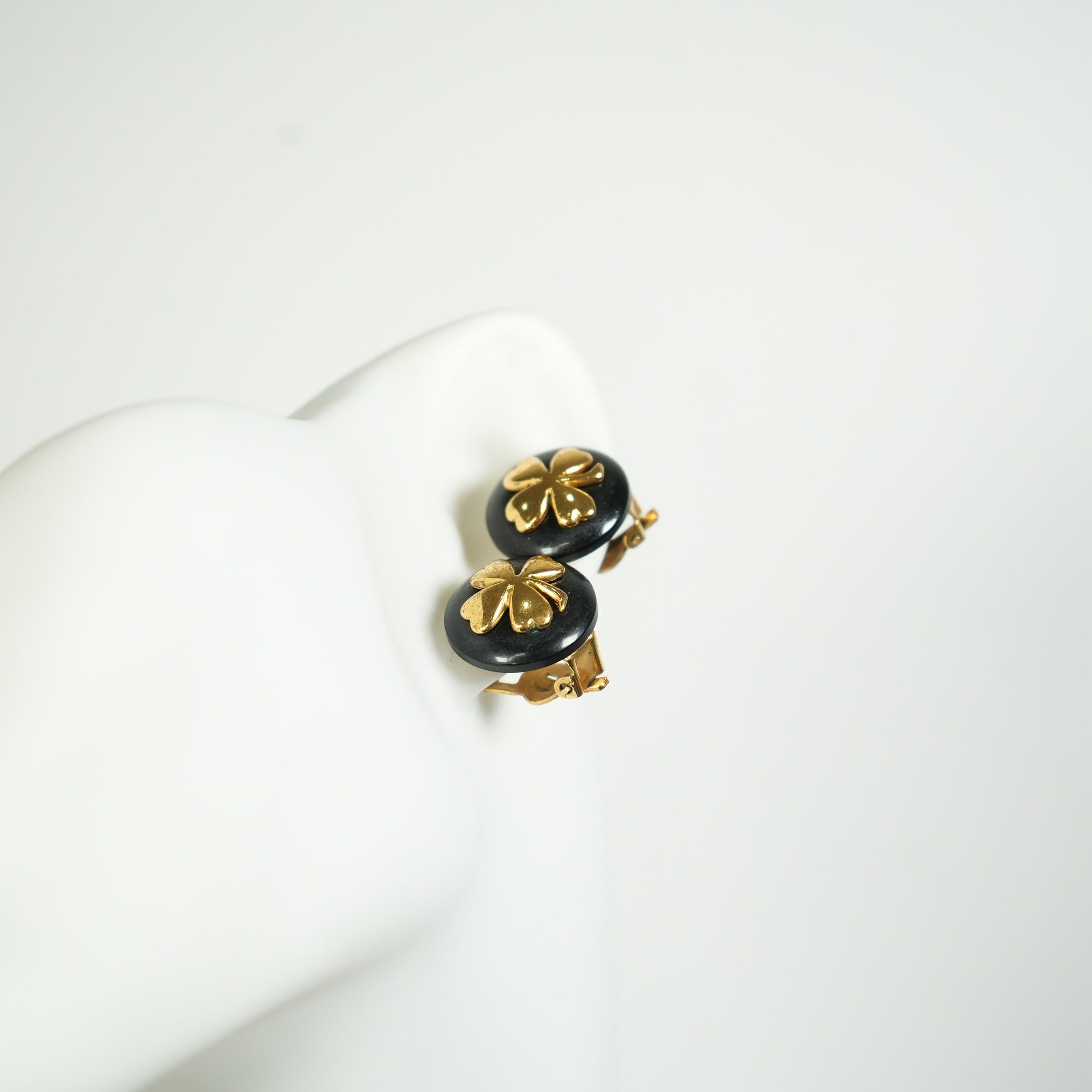 Chanel Vintage Lucky Clover Clip On Earrings
