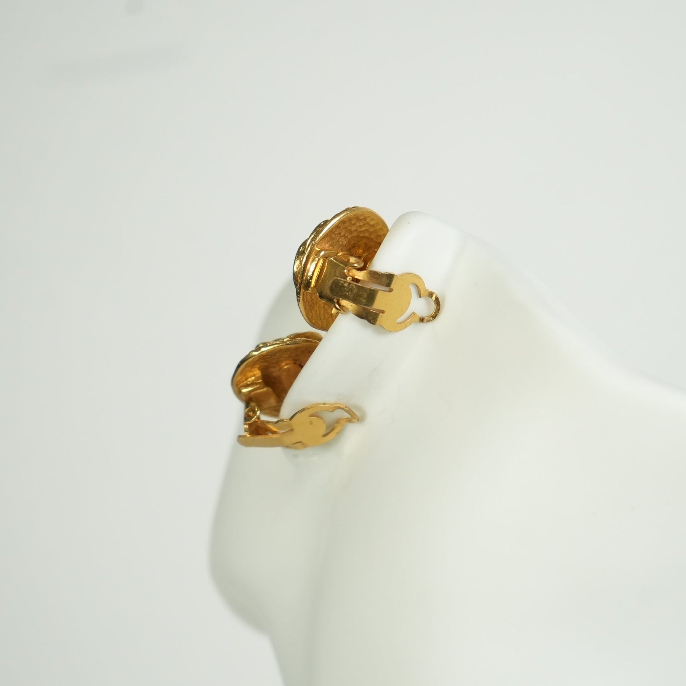 Chanel Vintage Round Textured Clip-On Earrings