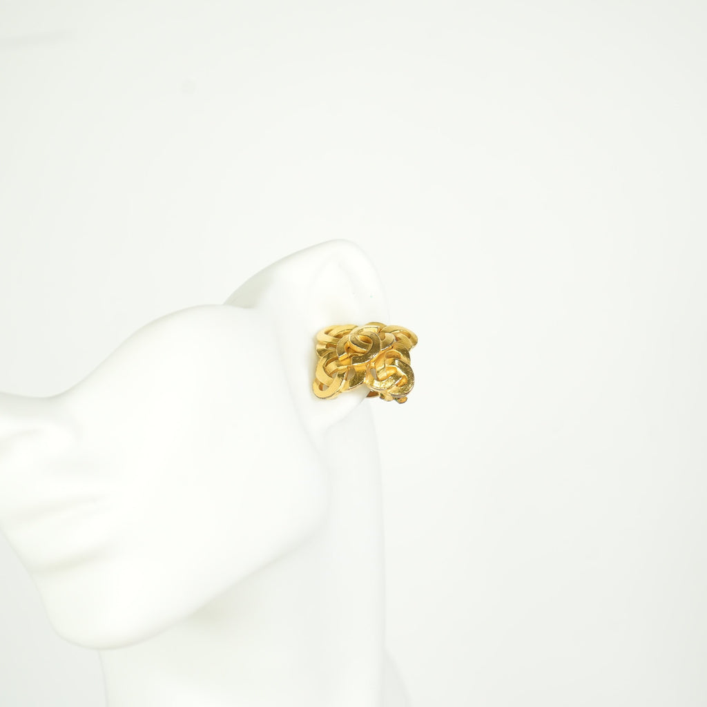 Chanel Vintage Gold Plated CC Twisted Clip On Earrings