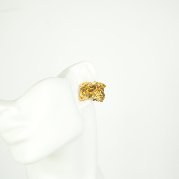 Chanel Vintage Gold Plated CC Twisted Clip On Earrings