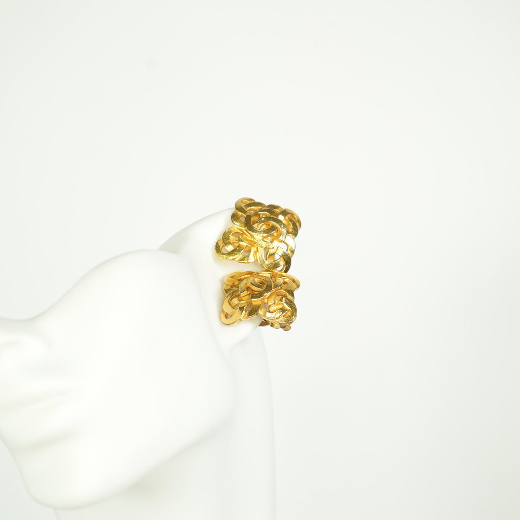Chanel Vintage Gold Plated CC Twisted Clip On Earrings