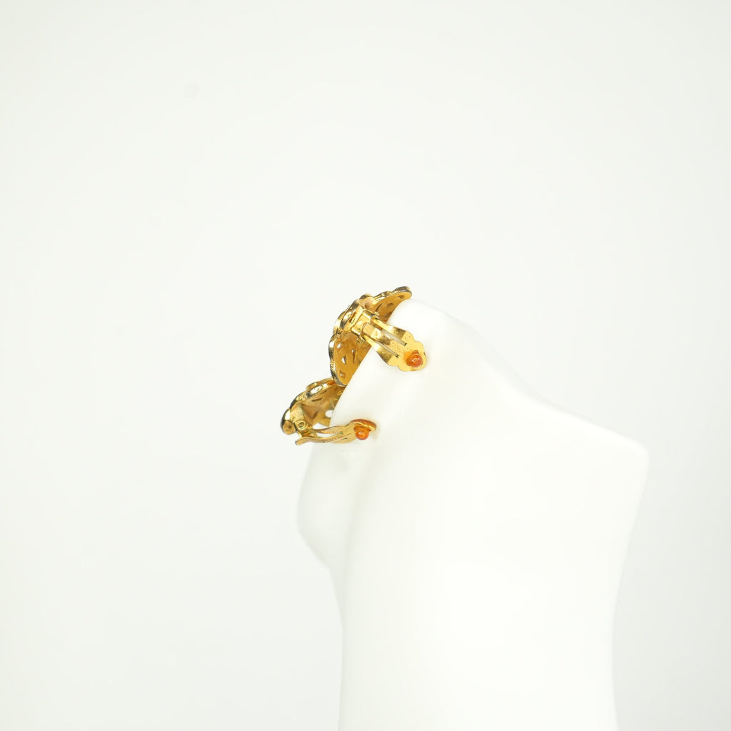 Chanel Vintage Gold Plated CC Twisted Clip On Earrings