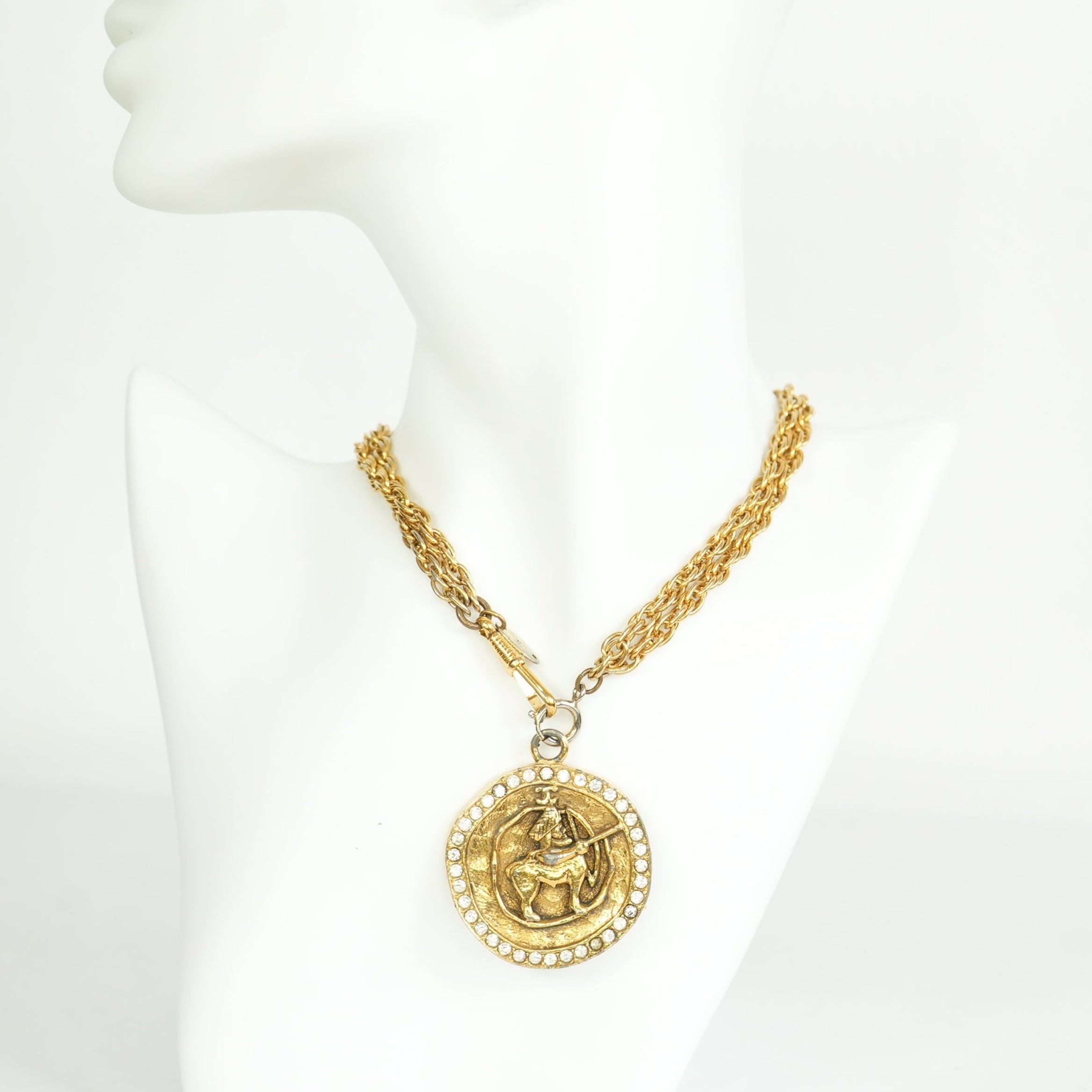 Chanel Vintage Centaur Gold-Plated Zodiac Pendant Necklace