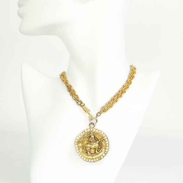 Chanel Vintage Centaur Gold-Plated Zodiac Pendant Necklace