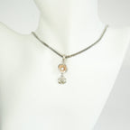 Chanel Vintage CC Logo and Camellia Motif Silver Chain Necklace