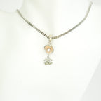 Chanel Vintage CC Logo and Camellia Motif Silver Chain Necklace