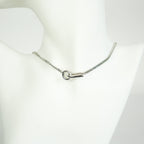 Chanel Vintage CC Logo and Camellia Motif Silver Chain Necklace