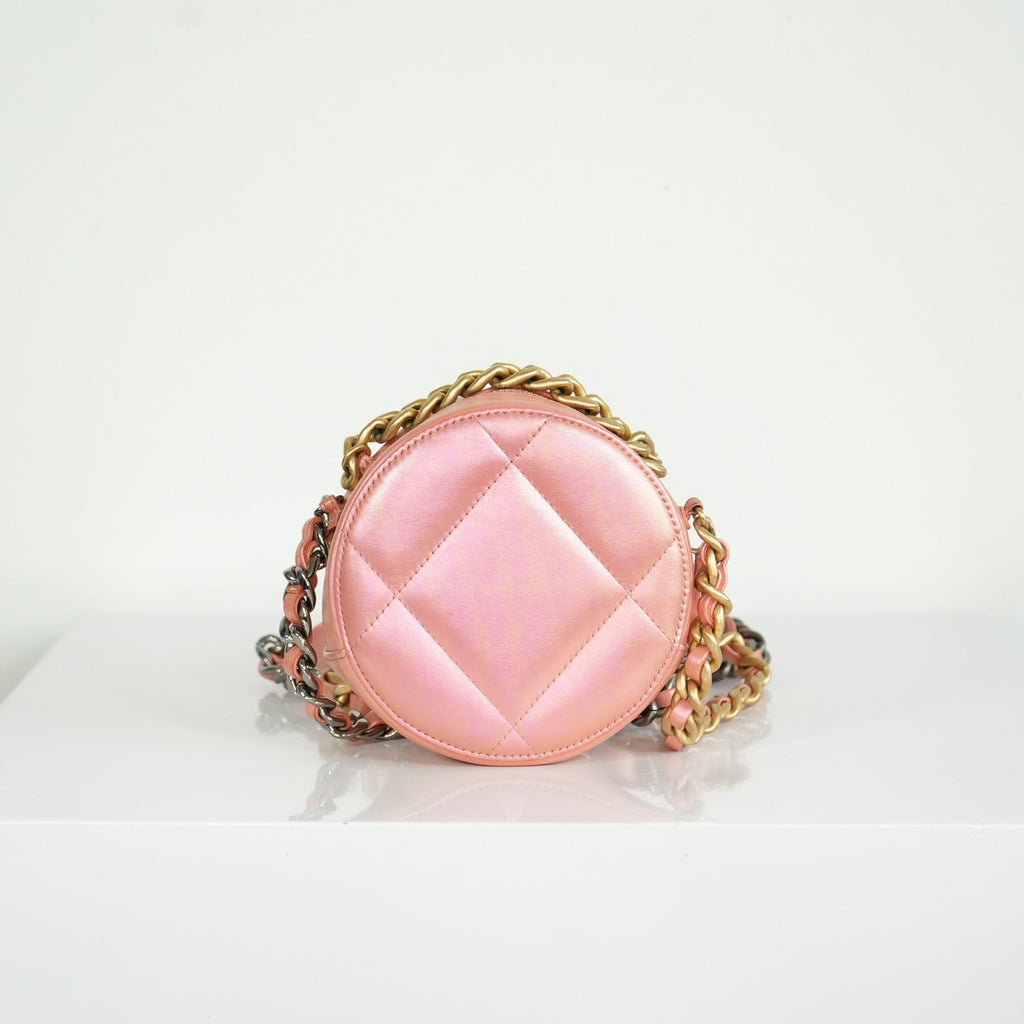 Chanel 19 Iridescent Color Skin Quilted Circle Bag FULL SET