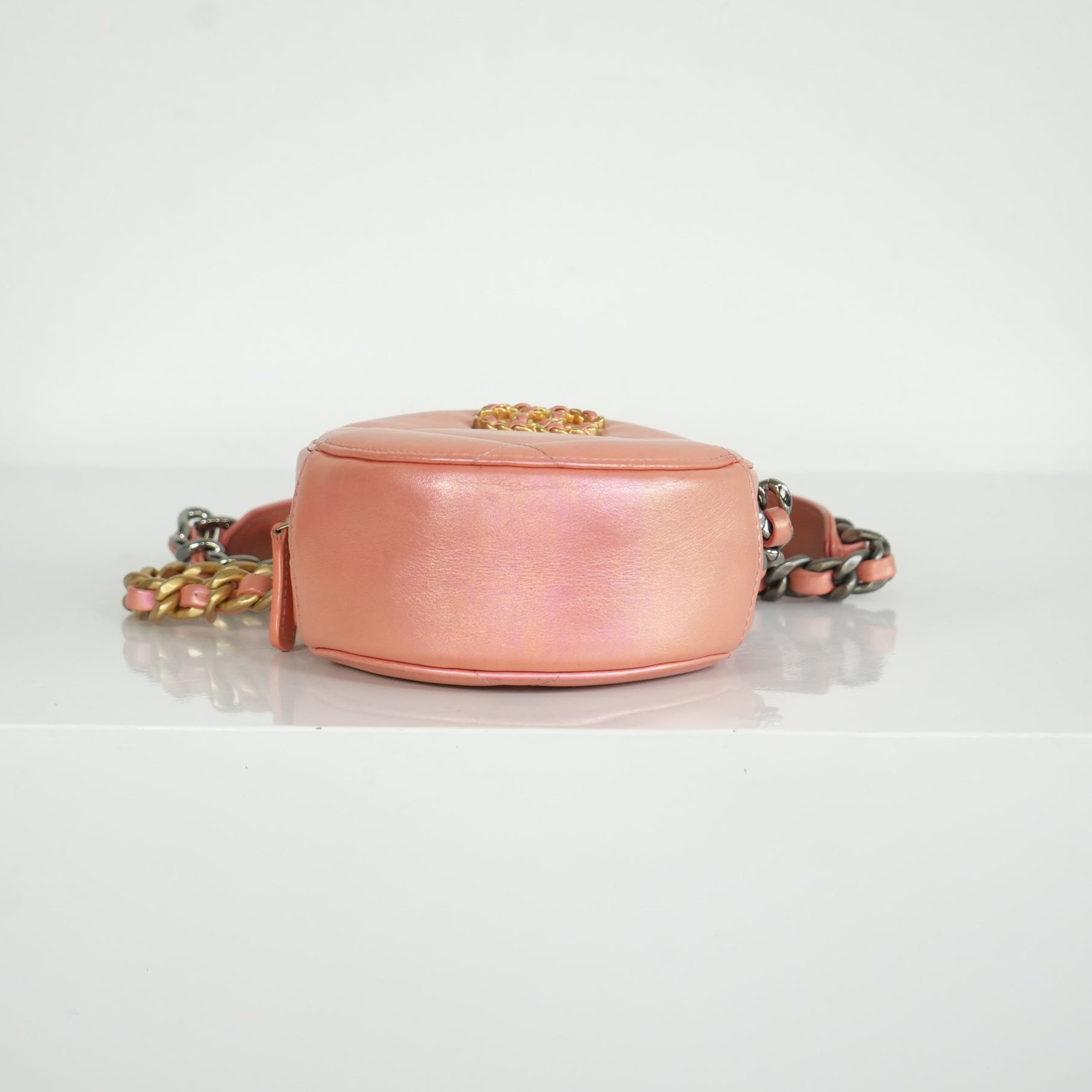 Chanel 19 Iridescent Color Skin Quilted Circle Bag FULL SET