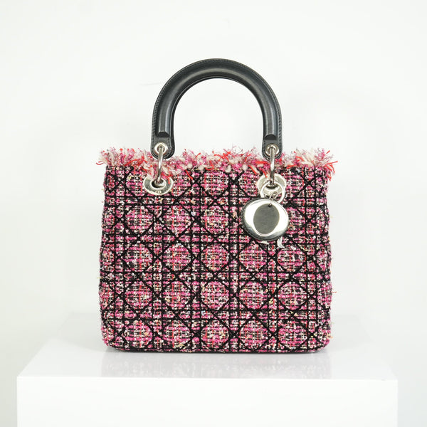 Christian Dior Lady Dior Tweed Medium Bag