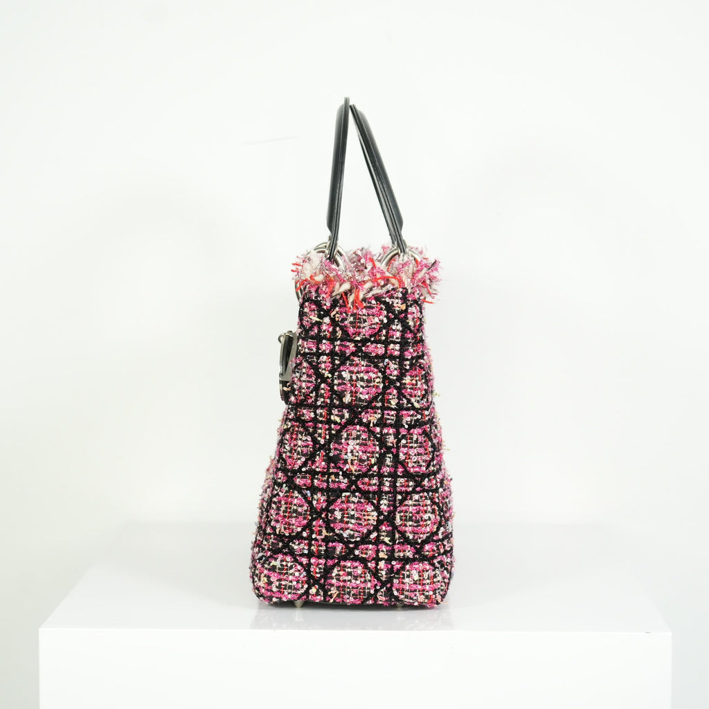 Christian Dior Lady Dior Tweed Medium Bag