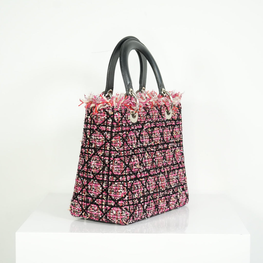 Christian Dior Lady Dior Tweed Medium Bag