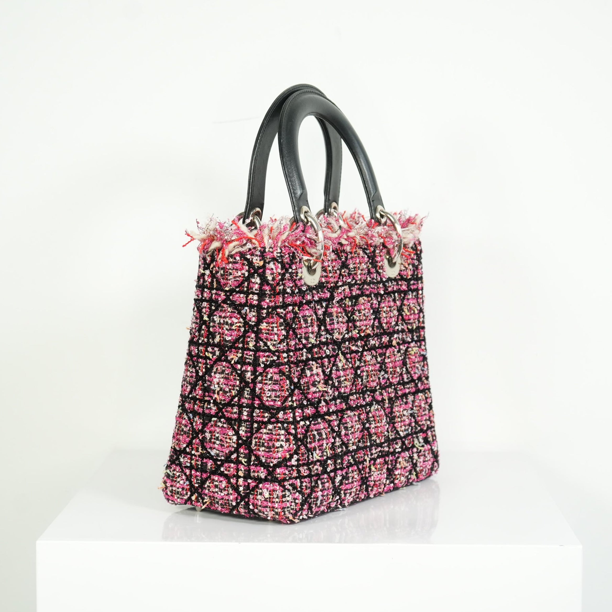Christian Dior Lady Dior Tweed Medium Bag