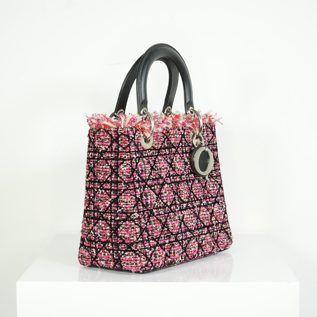 Christian Dior Lady Dior Tweed Medium Bag