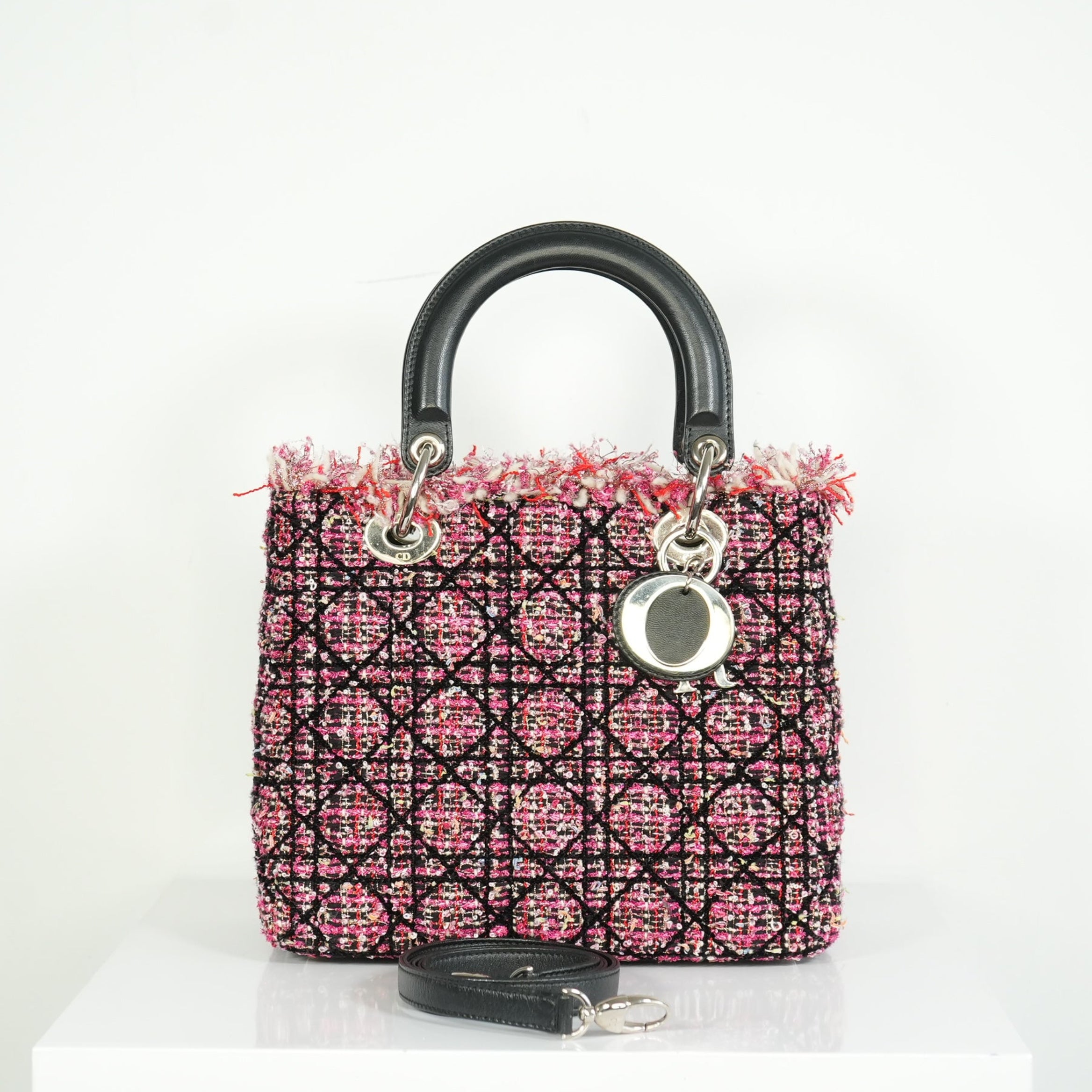 Christian Dior Lady Dior Tweed Medium Bag
