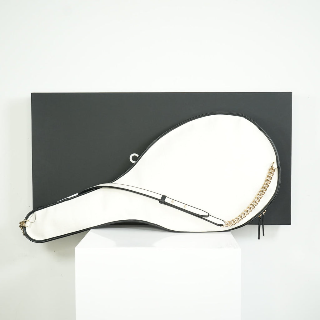 Chanel 2023 Cruise Collection White Canvas Tennis Racket Holder Bag