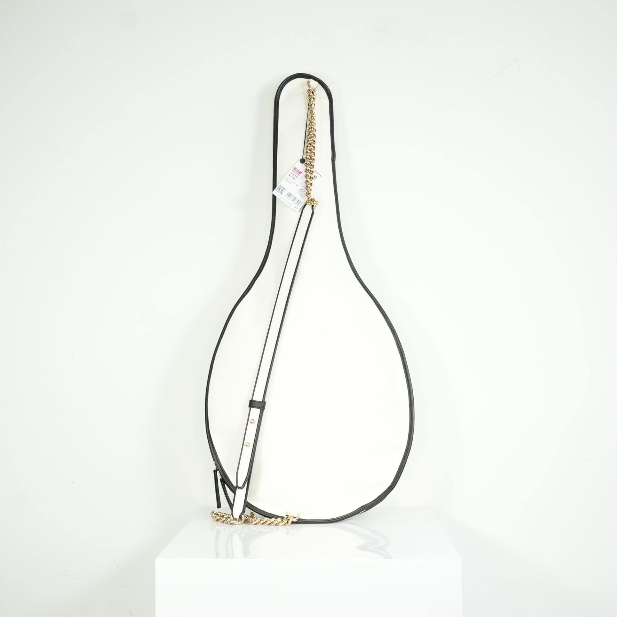 Chanel 2023 Cruise Collection White Canvas Tennis Racket Holder Bag