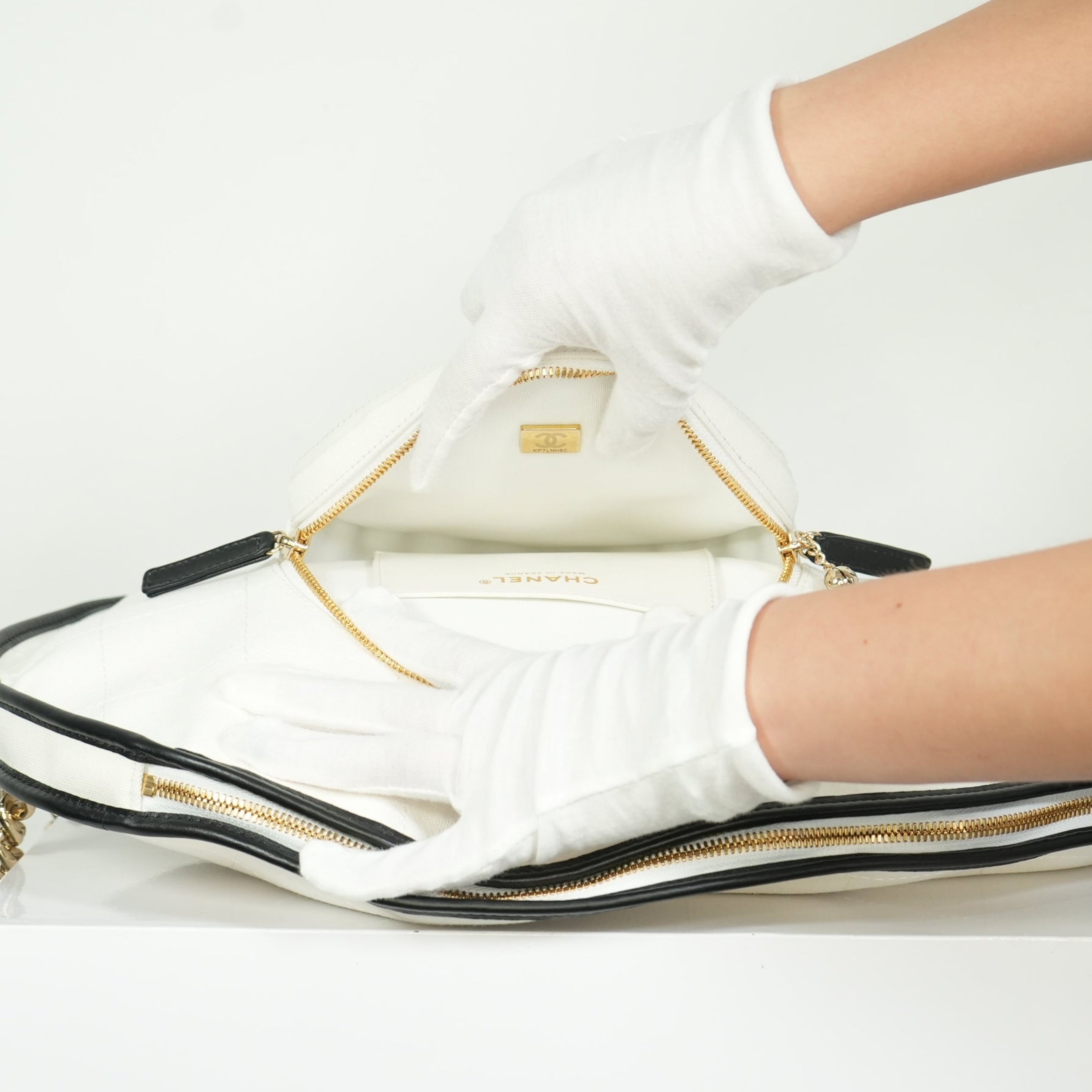 Chanel 2023 Cruise Collection White Canvas Tennis Racket Holder Bag