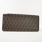 Fendi Runaway Shopper Tote in Embossed Zucca FF logo with a Wooden Handle