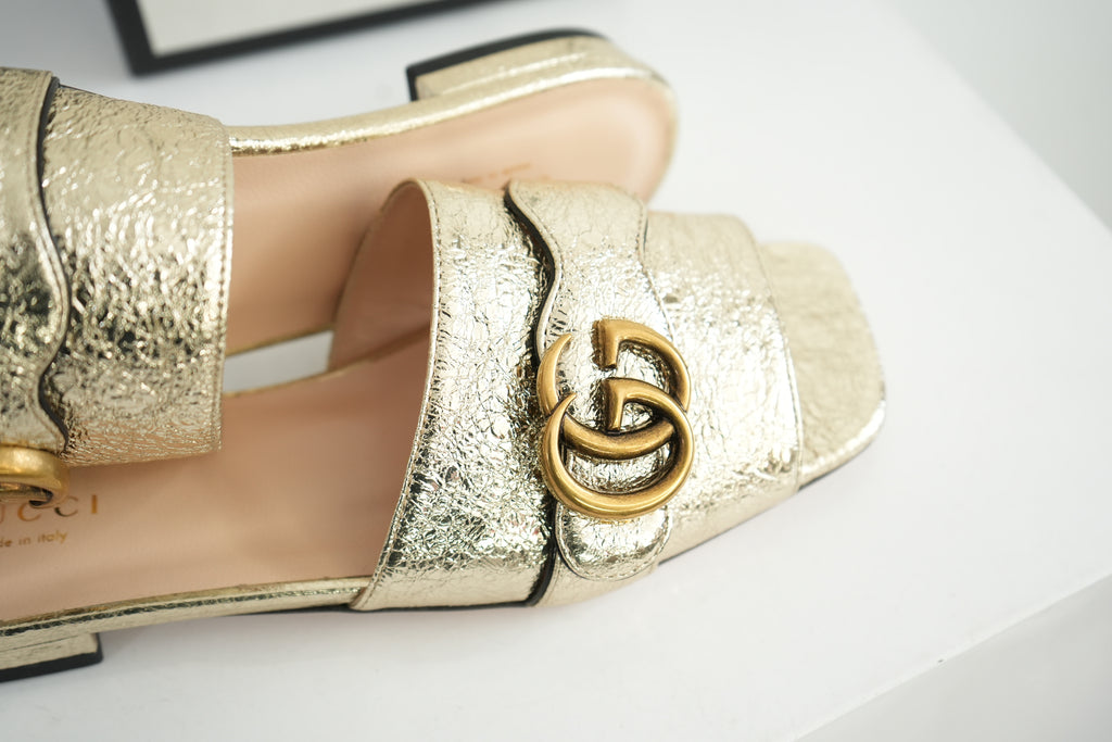 Gucci Gold Women's Double G Slide Sandals Size 36 1/2