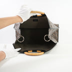 Fendi Runaway Shopper Tote in Embossed Zucca FF logo with a Wooden Handle