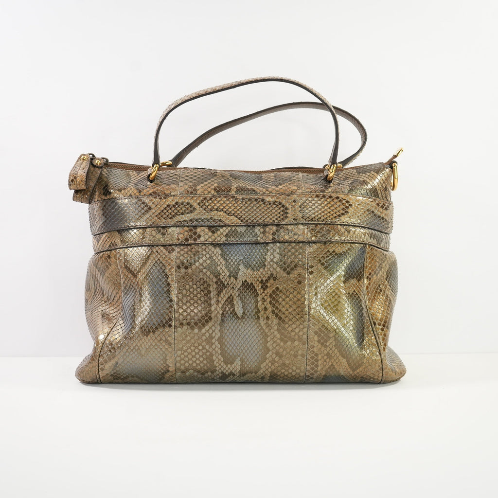Gucci Python Large Ride Bag 2010 Gold GG With Dust Bag