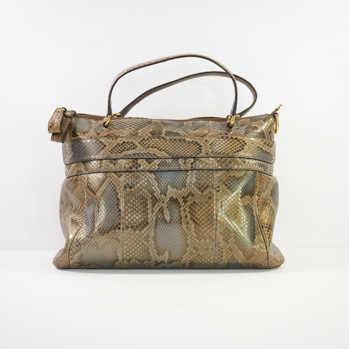Gucci Python Large Ride Bag 2010 Gold GG With Dust Bag