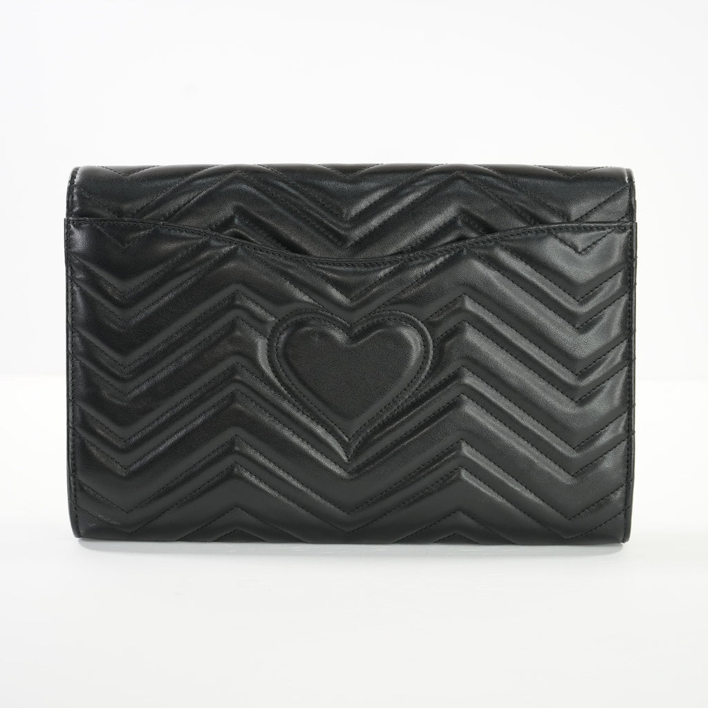 Gucci Marmont Quilted Black Leather Flap Clutch