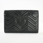 Gucci Marmont Quilted Black Leather Flap Clutch