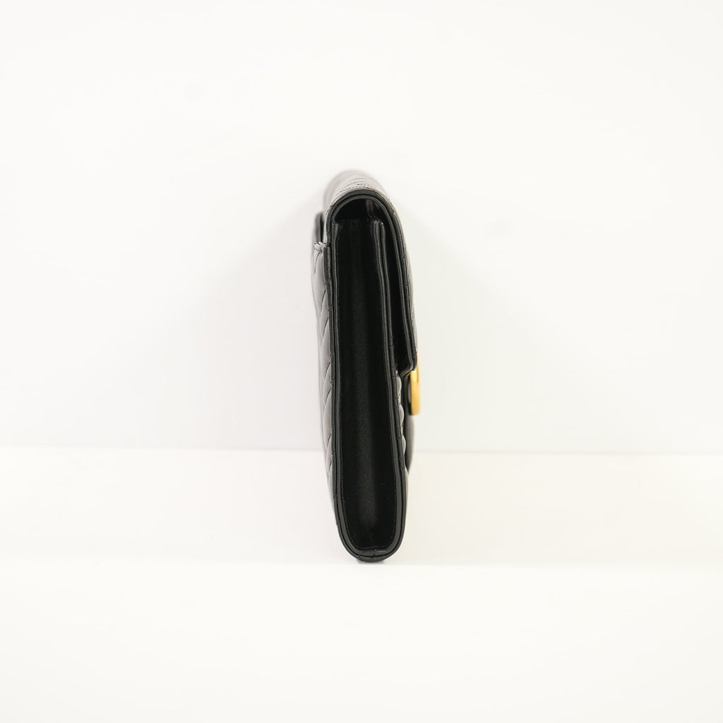 Gucci Marmont Quilted Black Leather Flap Clutch